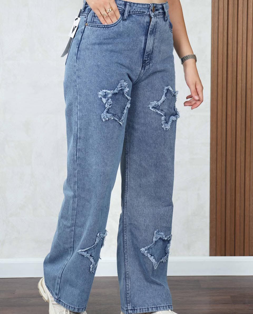 Jeans baggy motif étoile
