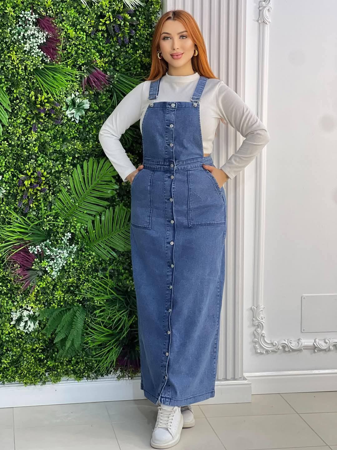 Salopette jeans à boutons