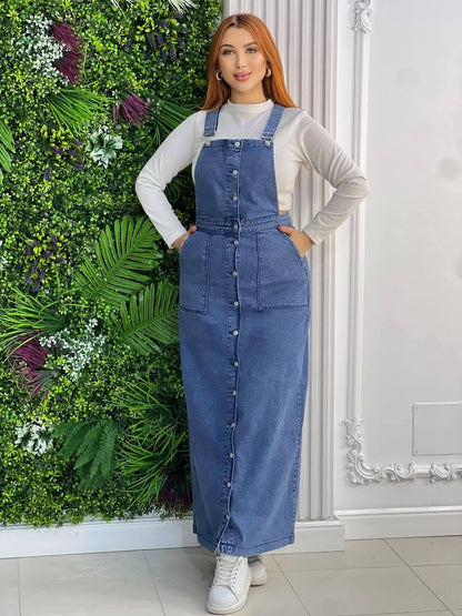 Salopette jeans à boutons