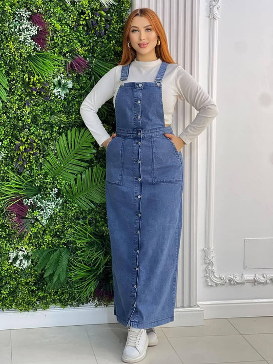 Salopette jeans à boutons