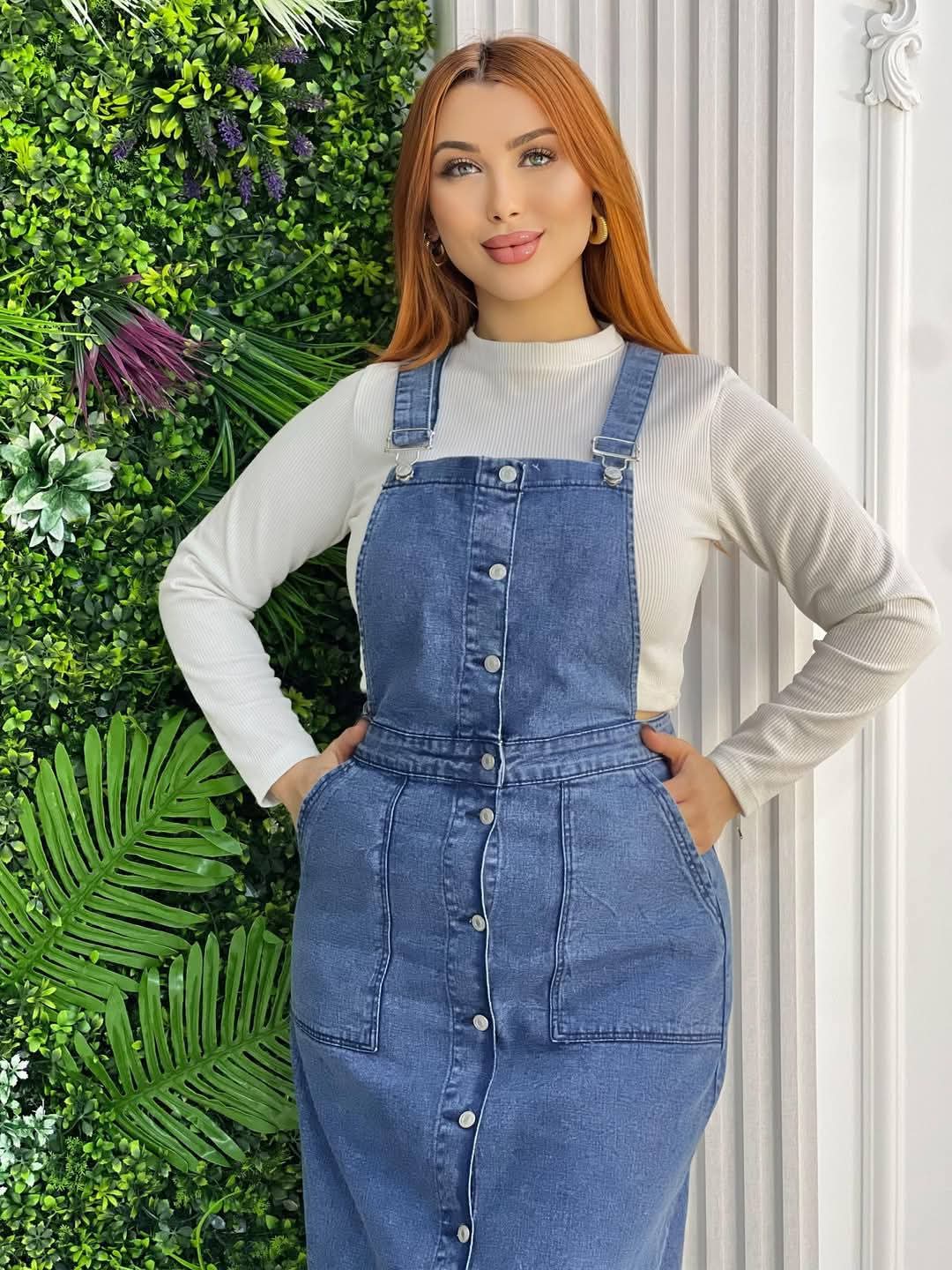 Salopette jeans à boutons