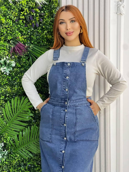 Salopette jeans à boutons