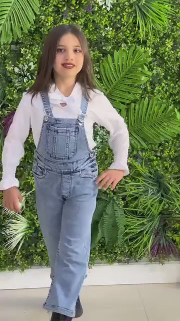 Salopette jeans fillette