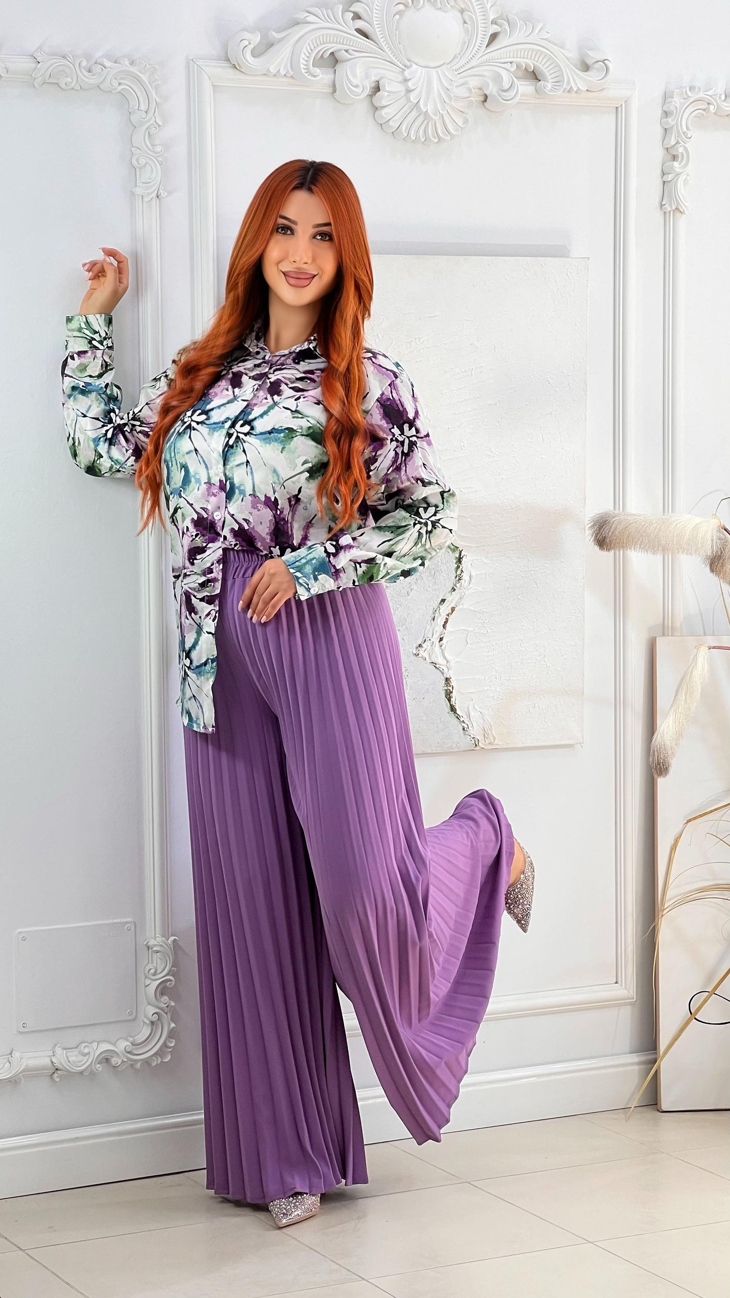 Ensemble pantalon plissé